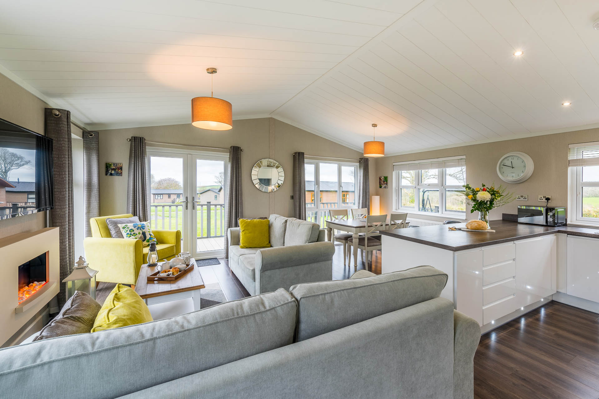 Sunnybanks luxury 2 bedroom holiday lodge at St. Tinney Farm Holidays in Cornwall